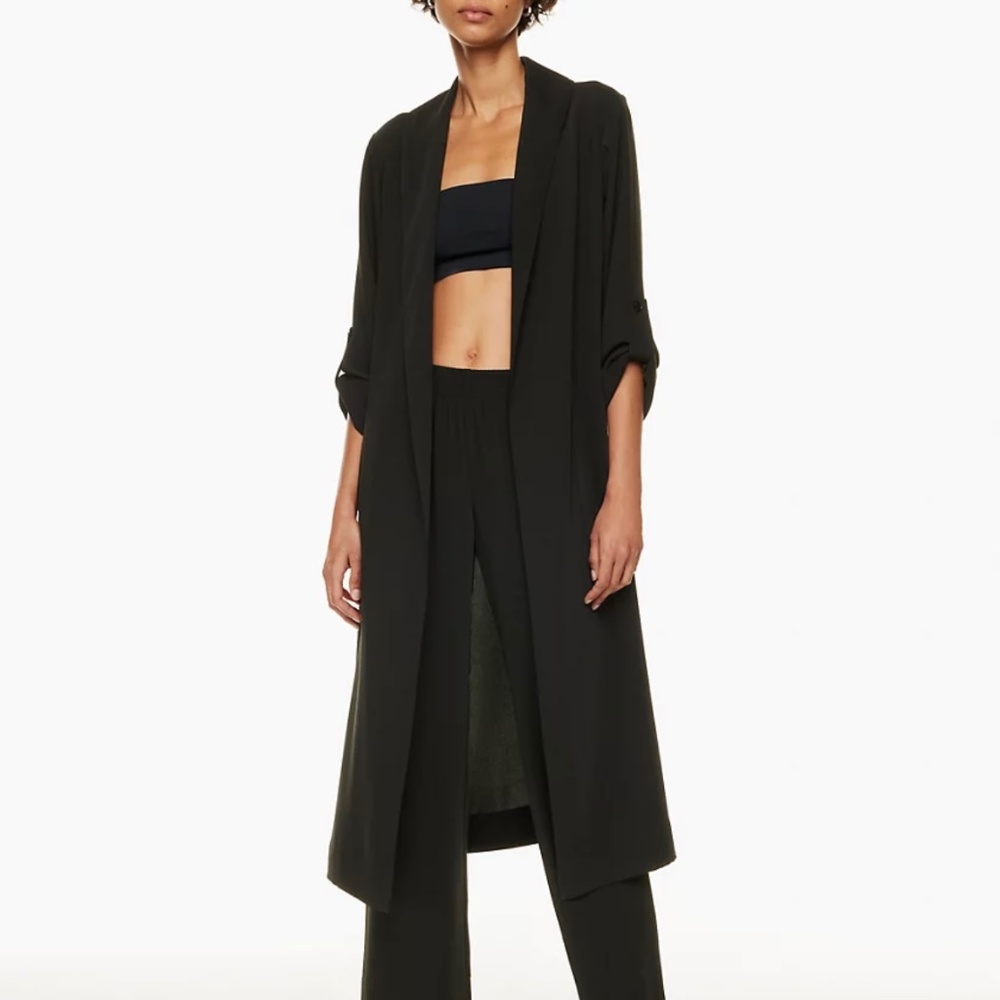 BABATON | black flowy, belted trench